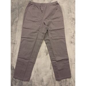 Denim & Co Pull On Pants Womens LP Grey Petite Elastic Waist Stretch Casual 1696